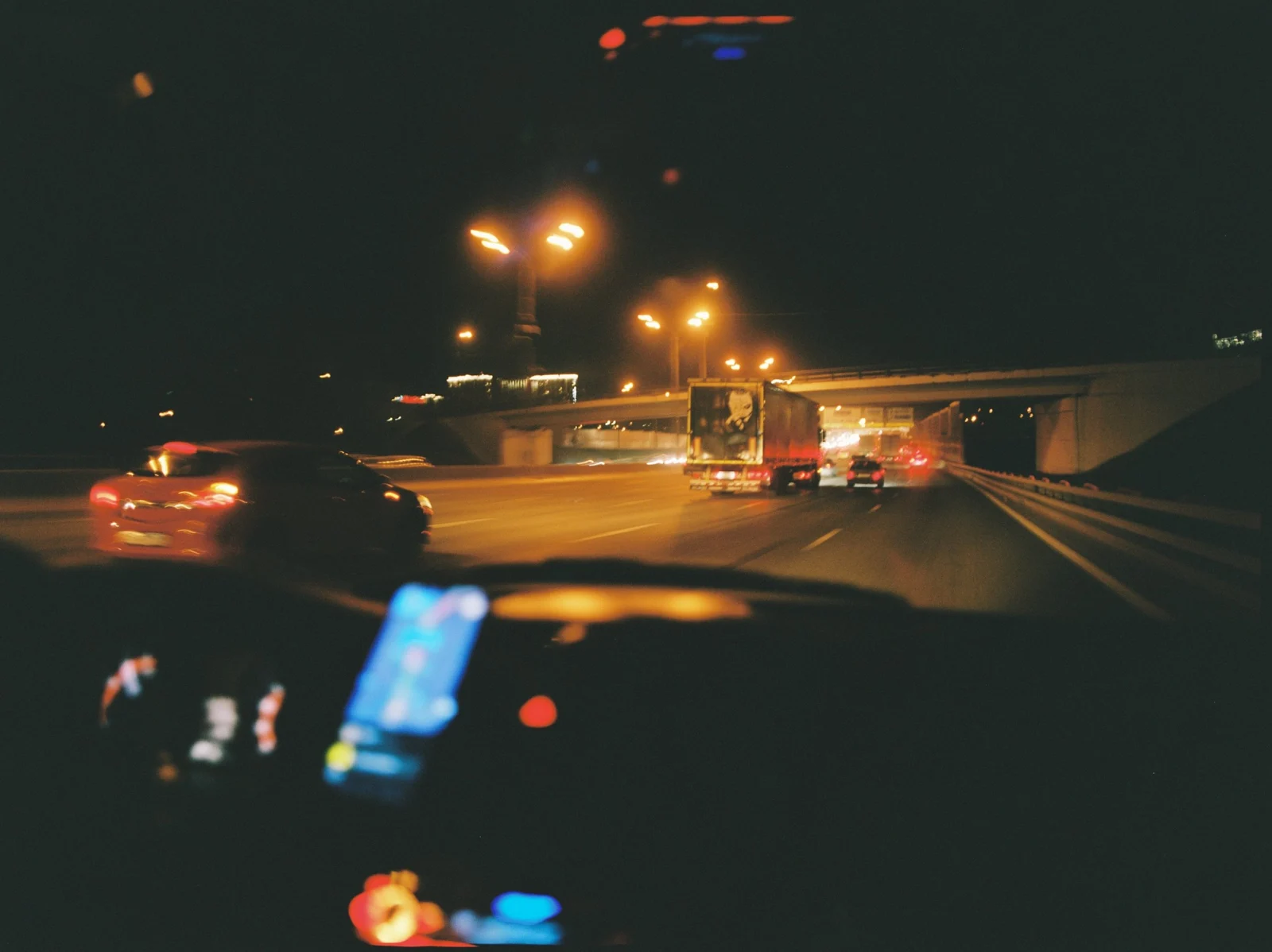 Night ride on the highway