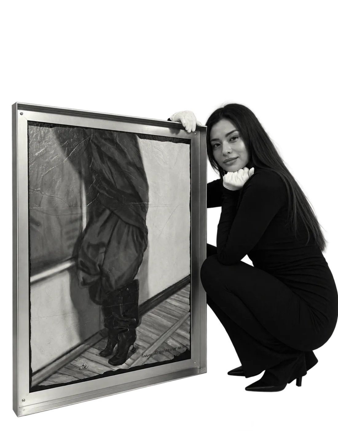 Blogger holding her painting