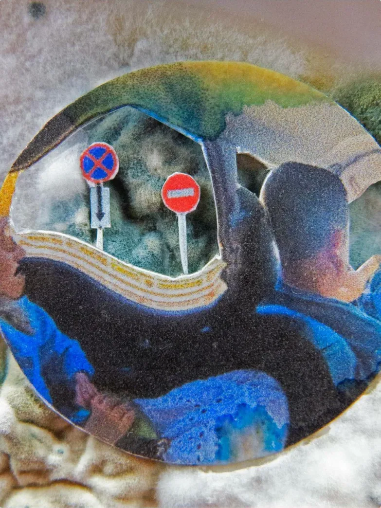 Open-call work: road seen in a round mirror